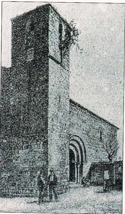 Dibujo de Jaume Pahissa de la primitiva iglesia románica de Santa Maria i Sant Bartomeu, inicios del siglo XIX